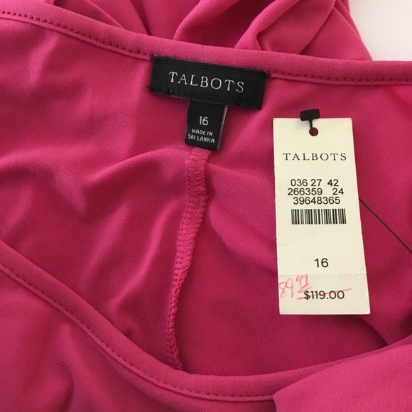 Talbots Short Sleeve Pink Faux Wrap Dress Size 16 NWT - Picture 4 of 6